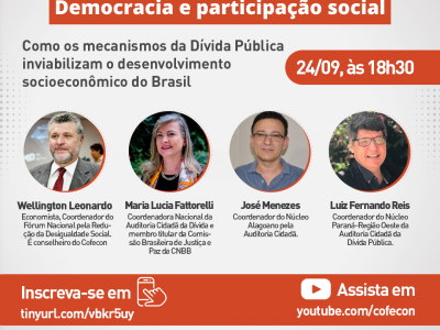 Fórum Nacional pela Redução da Desigualdade Social promoverá webinário  “Democracia e participação social”